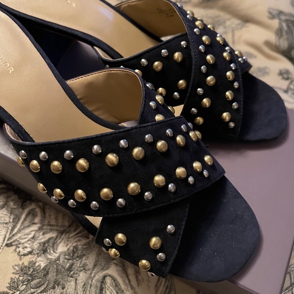 Ann Taylor SUEDE STUDDED SANDALS Block Heel 467428 - Picture 9 of 11